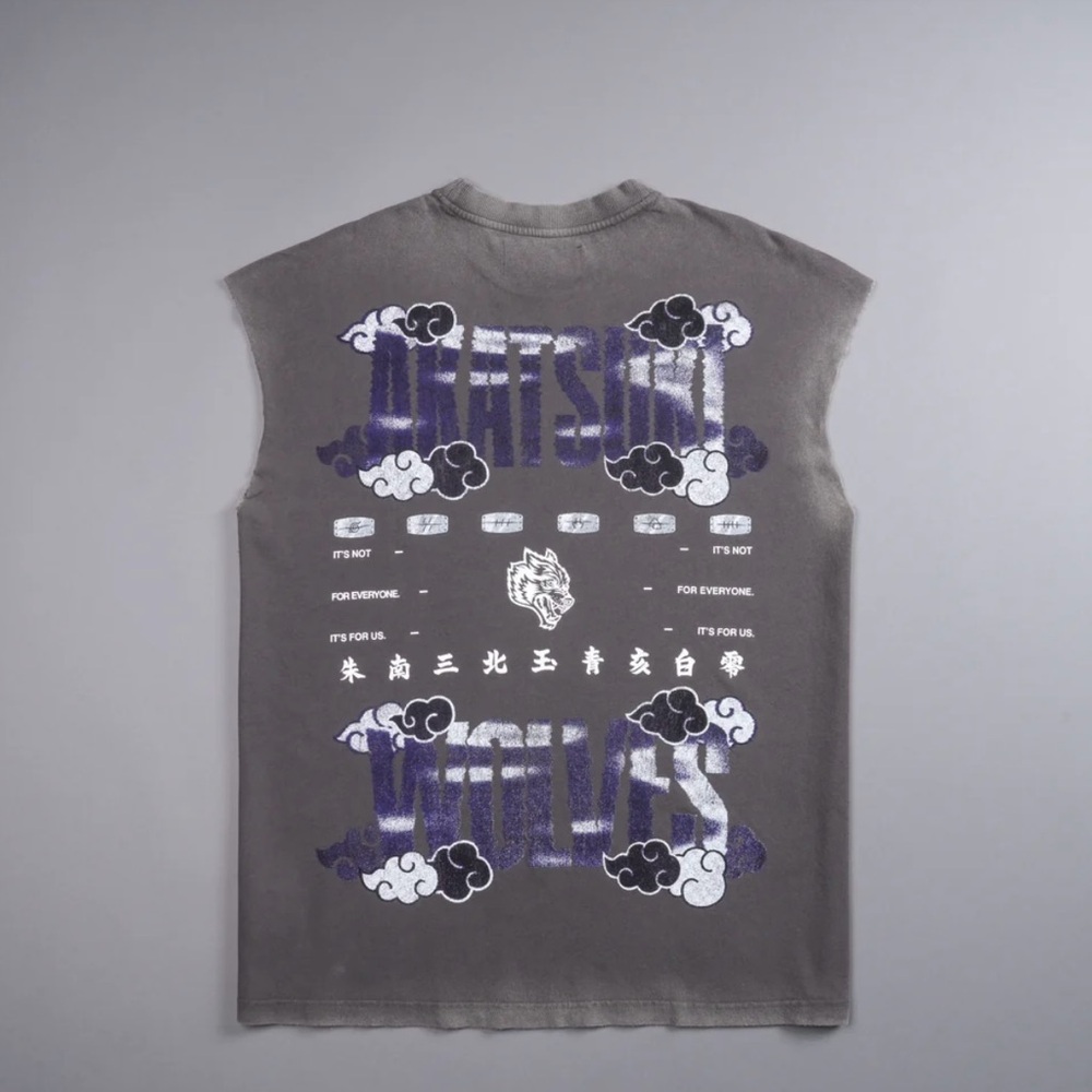 DARC SPORT X NARUTO (AKATSUKI) Premium MUSCLE Tee SIZE MEDIUM WOLF GRAY
